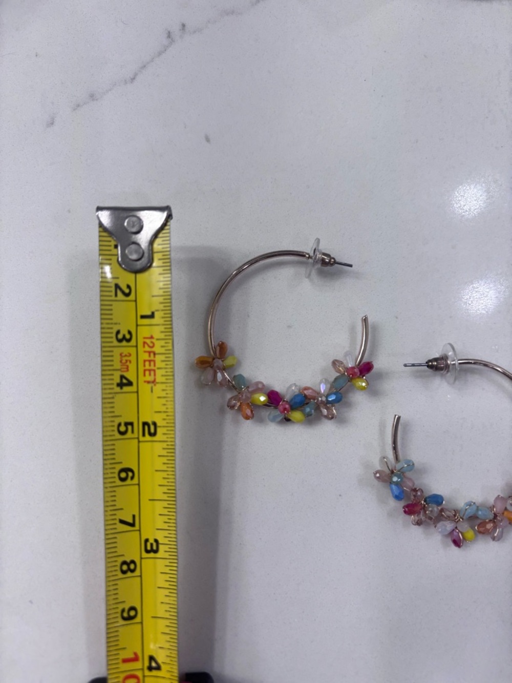 Multicolor Beaded Flower open Hoop Earrings - Women Jewelry